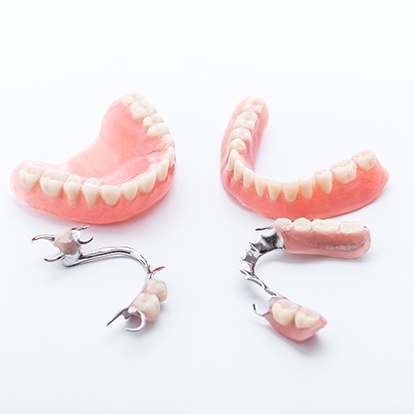 an assortment of various types of dentures