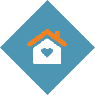 Icon of house with heart inside of it