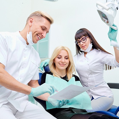 Young woman visiting the dentist’s office